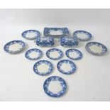 A quantity of Ford & Sons Burslem Flow Blue and white dinner wares in the pattern Devon to include