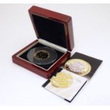Coin: A Tristan de Cunha 2008 gold and rhodium plated silver piedfort five pounds proof coin with