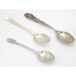 Three assorted silver teaspoons to include one hallmarked Birmingham 1932, maker Alexander Co.,