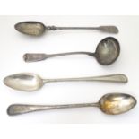 Assorted silver plate stuffing / basting spoons. Together with a ladle. the longest approx 14" (4)