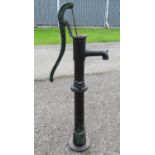 Garden & Architectural, Salvage: a 20thC cast iron water pump, with black painted finish, 55" tall