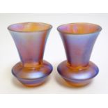 Two small iridescent glass vases in the manner of Myra Kristal by Karl Wiedman for WMF. Approx 2 1/
