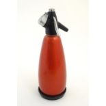 A mid 20thC BOC (British Oxygen Company) Hostmaster Mk 3 soda siphon, in metallic red finish, the