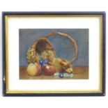 F. Haigh, 20th century, Watercolour, A still life study of fruit and a basket. Signed lower right.