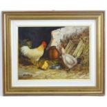 Celentano, 20th century, Italian School, Oil on board, Il Pollaio - The Chicken Coop, depicting a
