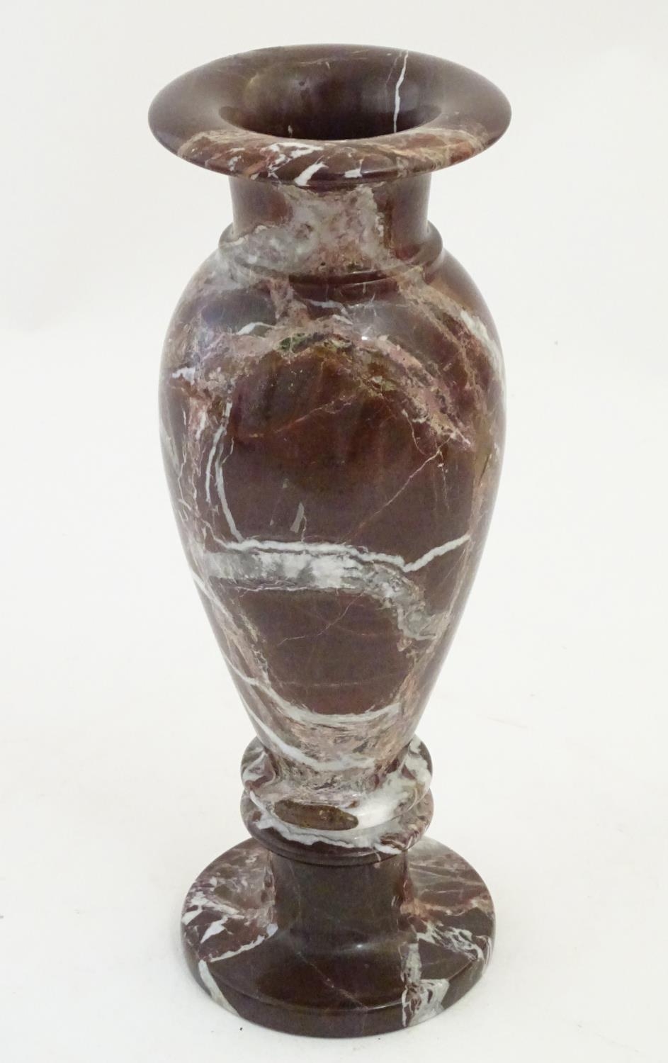 A late 19thC turned marble vase of baluster form. Approx. 11 3/4" high Please Note - we do not - Image 14 of 22