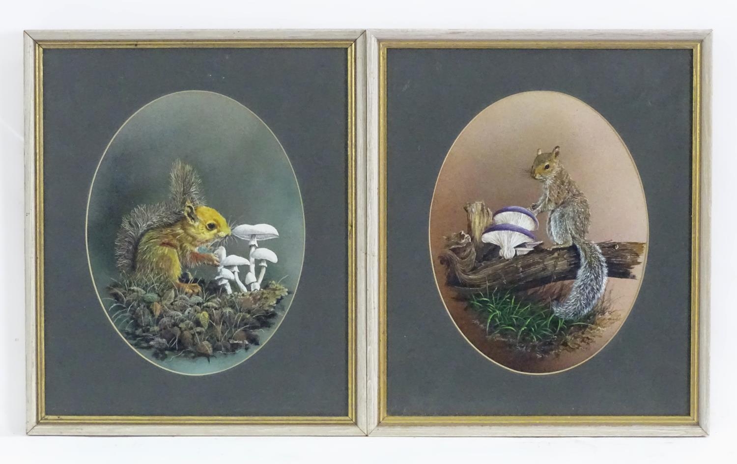 Nicholas, 20th century, Watercolour and gouache, A pair of oval portraits depicting squirrels, one - Image 3 of 6