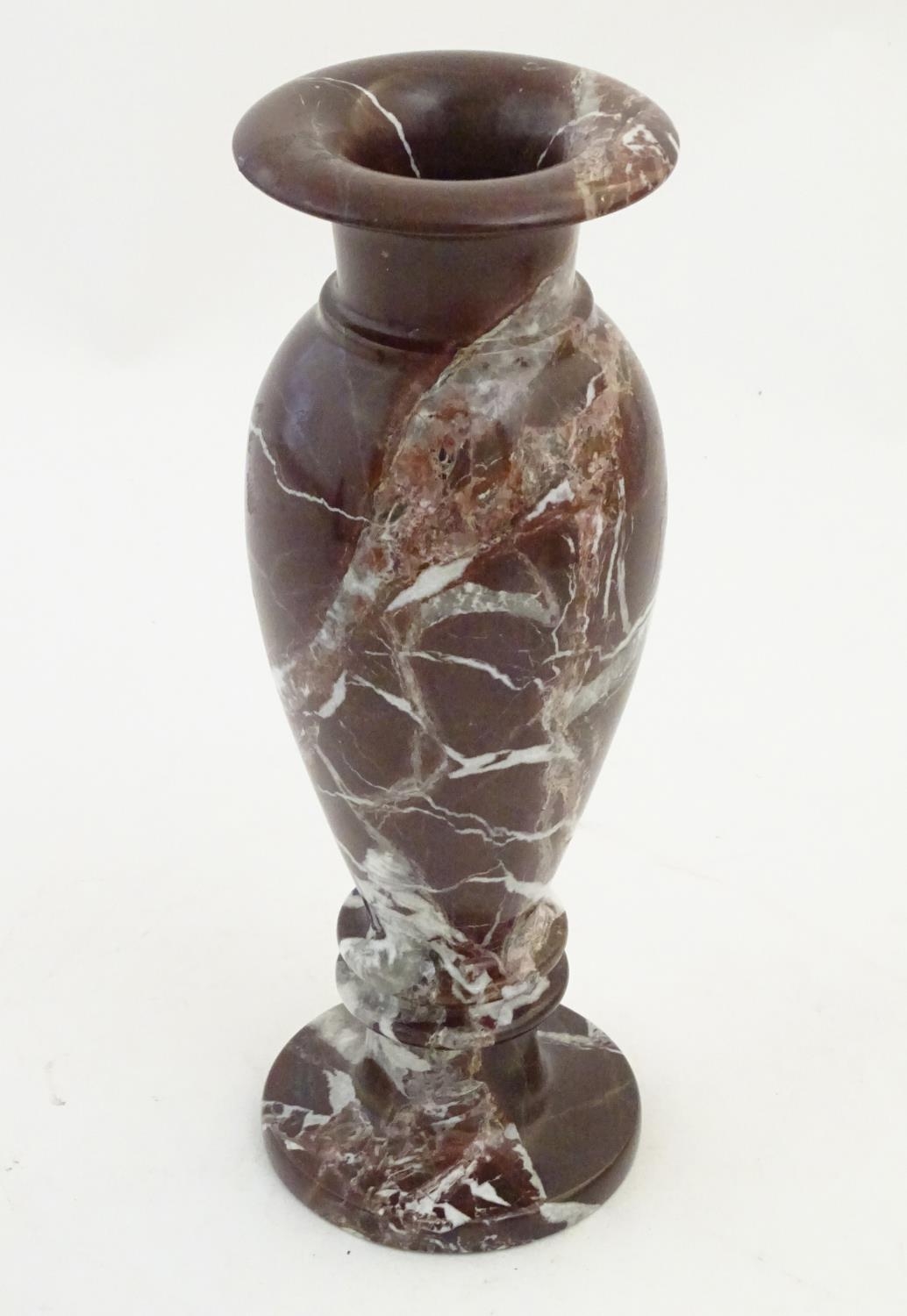 A late 19thC turned marble vase of baluster form. Approx. 11 3/4" high Please Note - we do not - Image 16 of 22