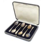 A cased set of six silver teaspoons, hallmarked London 1938, maker Josiah Williams & Co. Approx. 3