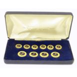 Militaria: a boxed presentation set of naval tunic buttons, each with anchor decoration, the case
