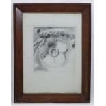 Nora Hooton, 19th century, Charcoal on paper, A study of an architectural rosette. Signed and