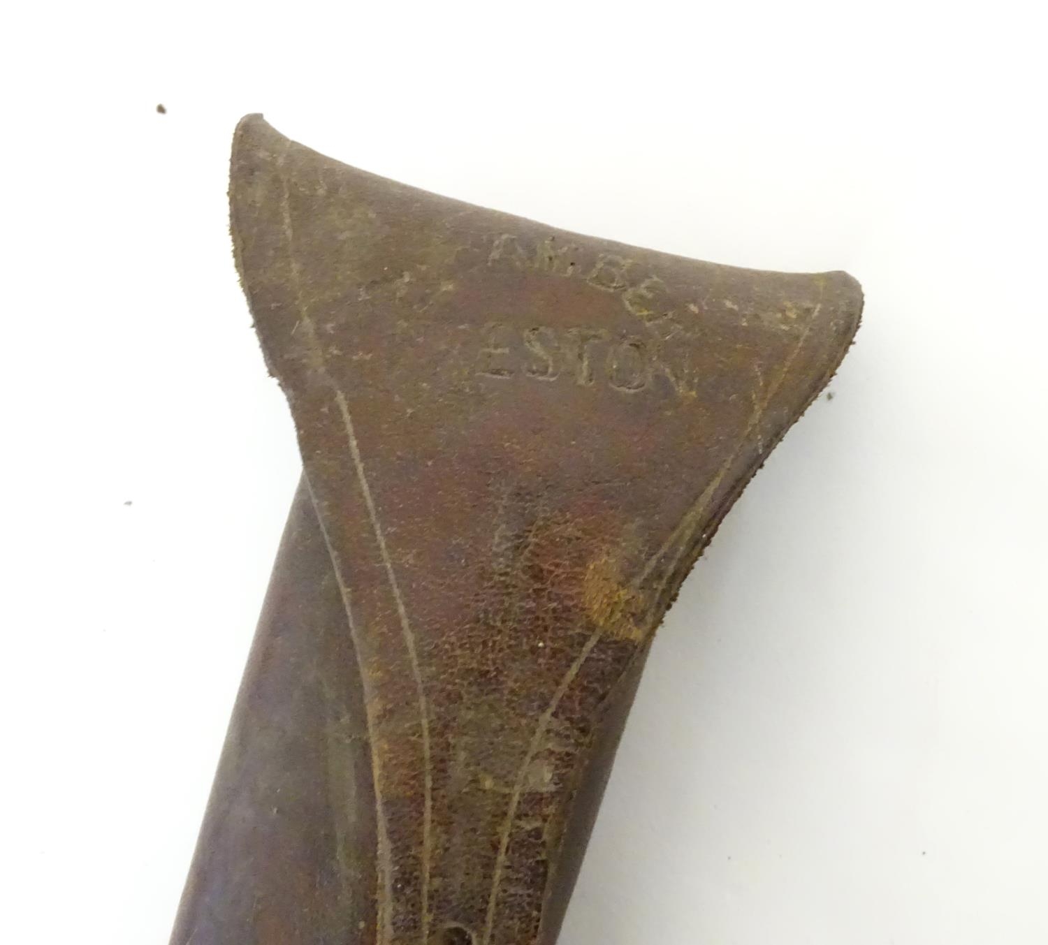 An early 20thC hay sampler spike, in a leather sheath stamped 'Bamber Preston', the implement in - Image 2 of 5