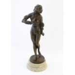 A Hungarian Art Deco bronze sculpture depicting Cleopatra and the Asp (Egyptian cobra / snake /