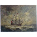 Early 20th century, Marine School, Oil on canvas, A clipper / tall ship under full sail in rough