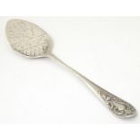A silver preserve spoon / pate spreader with engraved decoration, hallmarked Sheffield 1902, maker