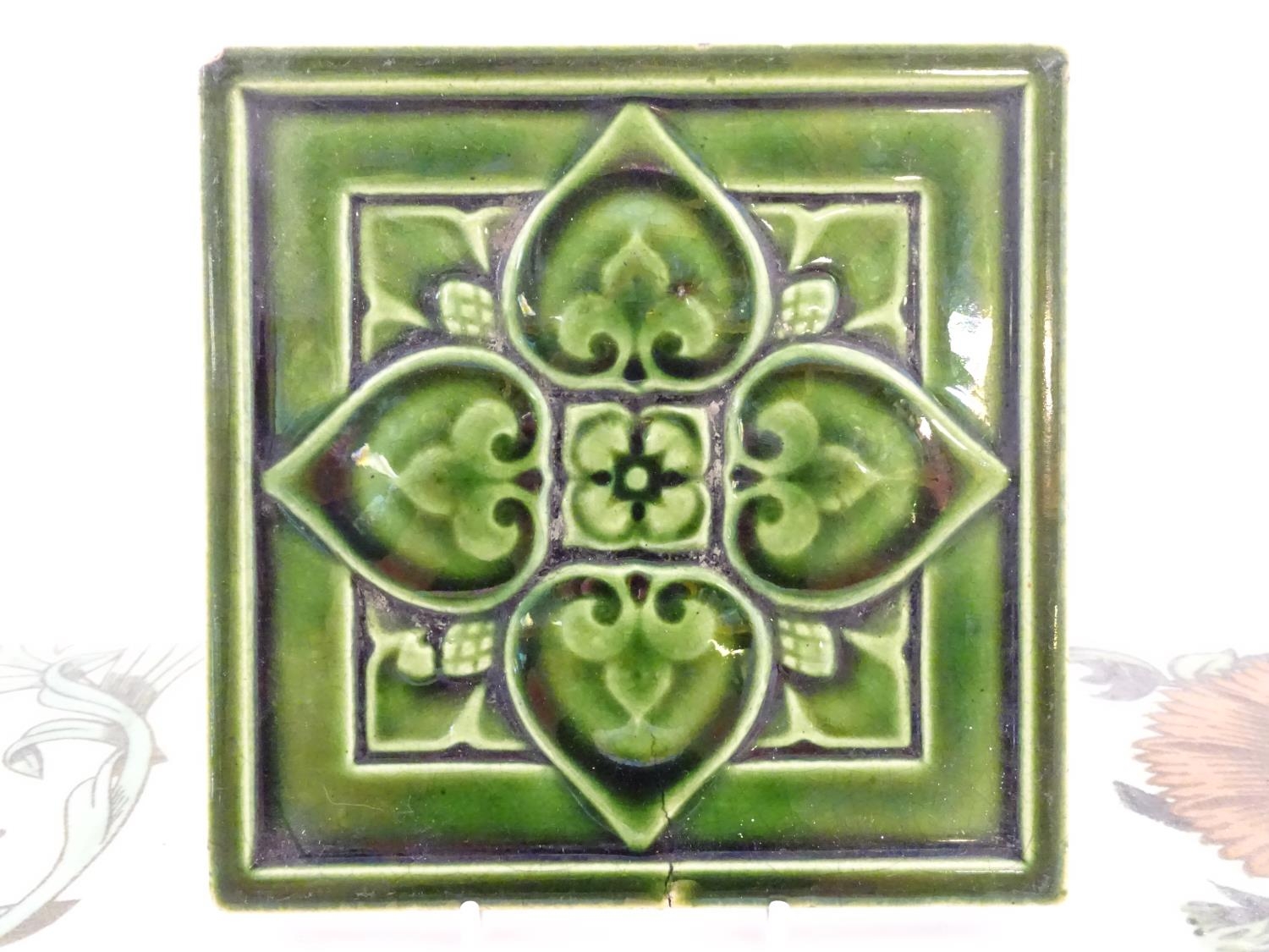 Six ceramic tiles, to include floral and foliate examples by Kenneth Clark Ceramics, and two - Image 9 of 15