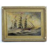 Dennis C. Randall, 19th / 20th century, Marine School, Oil on canvas, A clipper ship and a steam