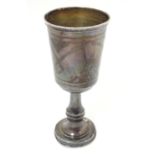 Judaica: A silver kiddush cup with engraved decoration, hallmarked Birmingham 1911, maker Jacob
