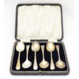 A cased set of 6 silver teaspoons hallmarked Birmingham 1931 maker Barker Brothers Silver Ltd,