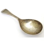 A silver caddy spoon, hallmarked Birmingham 1920, maker Levi & Salaman. Approx. 3 1/2" Please Note -