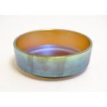 A small iridescent glass dish in the manner of Myra Kristal by Karl Wiedman for WMF. Approx 3"