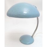 Vintage retro, Midcentury : a desk lamp with adjustable shade and blue painted finish, the largest