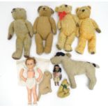 Toys: A quantity of early 20thC and later soft toys, comprising a jack russell dog, a lion cub, five