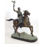 A large French bronze sculpture after Pierre Jules Mene (1810-1879) depicting an Arab falconer on