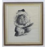 After Gabriel Joseph Gely (b 1924), Canadian School, Print, A charcoal sketch portrait of an Inuit
