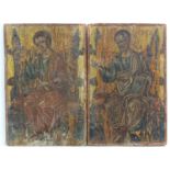 19th century, Mixed media on wood panel, Two Orthodox icons / saints. Approx. 19" x 12 1/2" (2)