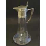 WMF cut glass claret jug with silver plated mounts. Approx 12" high Please Note - we do not make