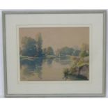 Frank Sherwin (1896-1985), Watercolour, A river landscape scene with boats. Signed lower left.