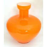 Vintage retro : A 1960's/ 70's retro Murano large orange glass vase. In the manner of Carlo Moretti.