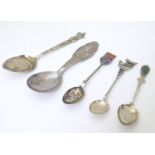 Five assorted silver / white metal souvenir / commemorative spoons etc. to include a silver spoon