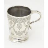 A Victorian silver christening mug with engraved decoration, hallmarked Sheffield 1900, maker Mappin