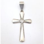 An American Sterling silver pendant of cross form maker RW 2" long Please Note - we do not make