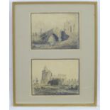 Early 19th century, English School, Pencil, watercolour and wash, Two views framed as one, A view of