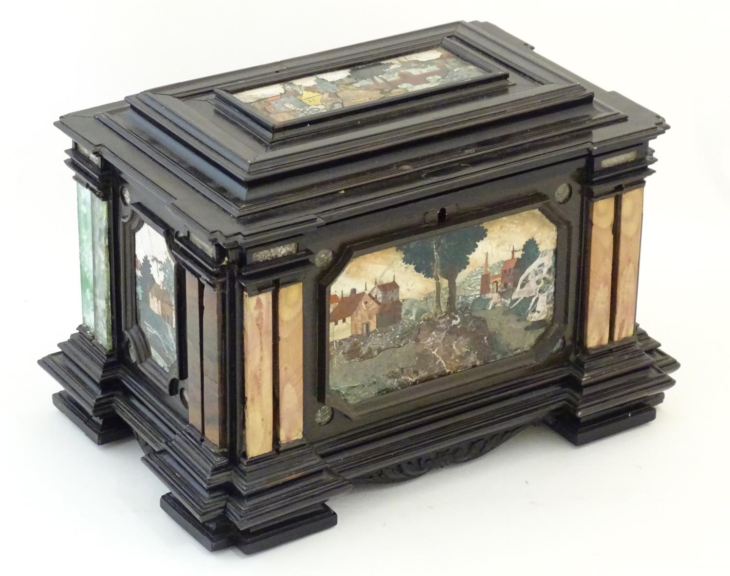 A 19thC Italian Grand Tour table cabinet / casket box of exceptionally large form with specimen