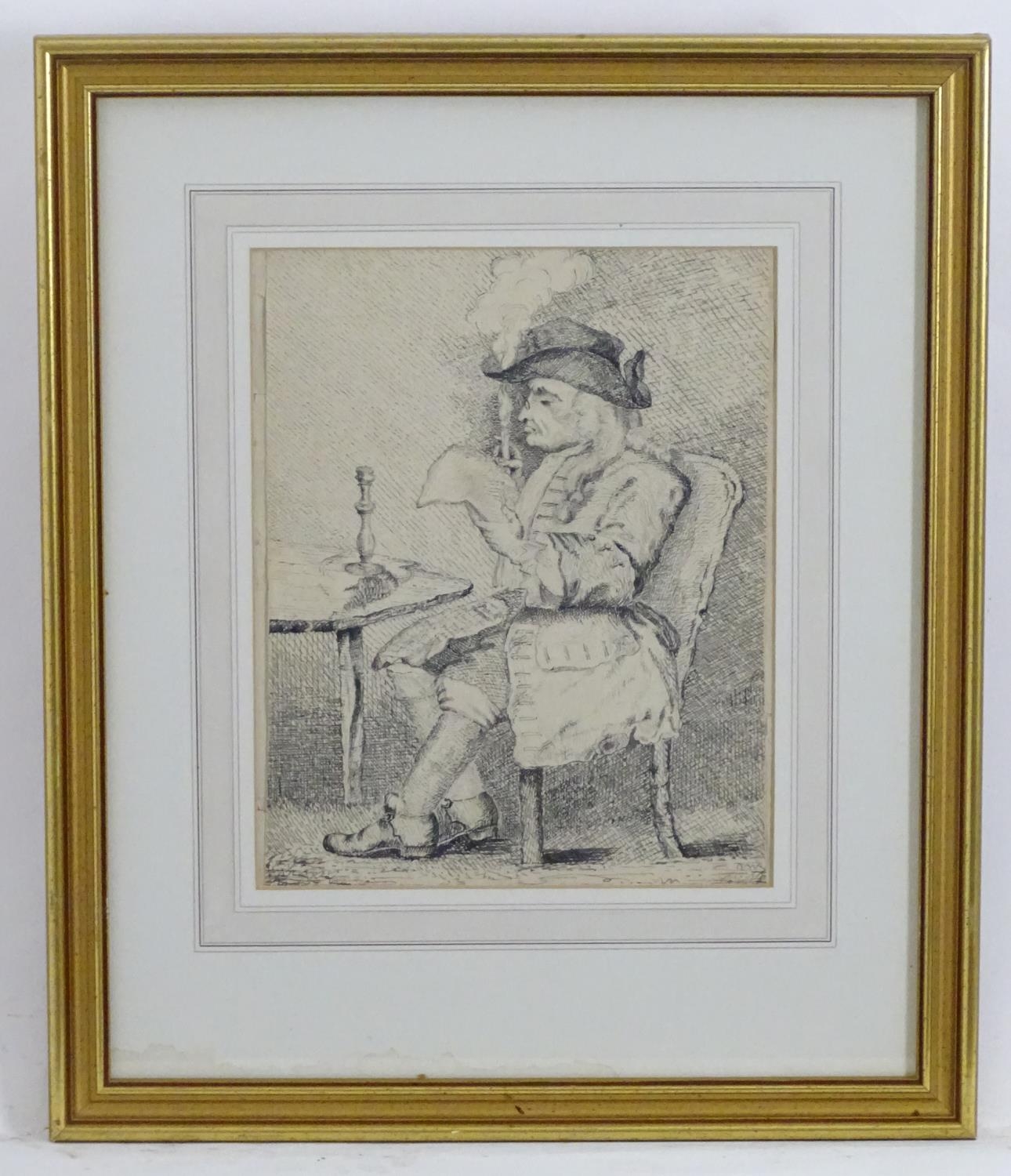 After William Hogarth (1697-1764), 19th century, Pen and ink, The Politician, A portrait of a