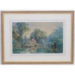 Manner of Samuel Phillips Jackson, 19th century, Watercolour, A Victorian river scene with figures