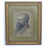 Monogrammed A.L., 19th / 20th century, Pencil and chalk drawing, A portrait of a bearded