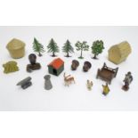 Toys: A quantity of 20thC Britains lead etc. farmyard models, comprising hay and straw ricks, five