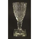 A 19thc drinking glass with roundel decoration 5 1/4" high Please Note - we do not make reference to