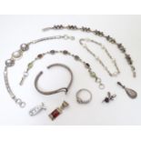 Assorted silver and white metal jewellery to include various bracelets, pendants, ring, etc. (