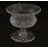 A 19thC cut glass small tazza / bowl, probably by Waterford. 5" high Please Note - we do not make