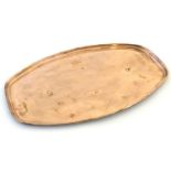 WAS Benson: An Arts and Crafts W.A.S Benson copper tray of ovoid form with riveted detail and a