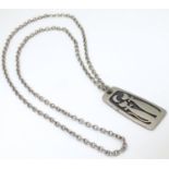 A Scandinavian vintage retro necklace with pewter pendant with cat decoration, maker Tennesmed,