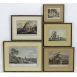 Five engravings depicting Bridgnorth, Shropshire to include The Bridge at Bridgenorth in Shropshire,