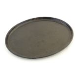 A large 19thC tole peinte tray of oval form. Approx. 22 1/4" x 27 1/2" Please Note - we do not