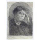 Late 19th / early 20th century, Black chalk drawing, A portrait of a young man, possibly